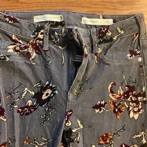 Pilcro floral skinny high rise corduroy pants, size 29